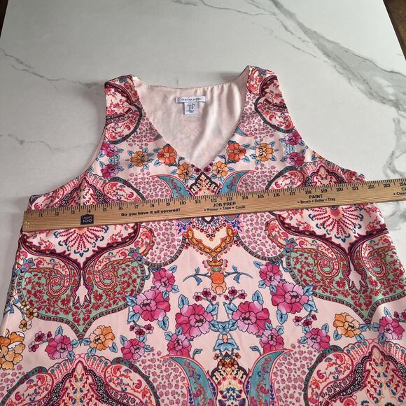 TABITHA WEBB Womens Pink Floral Print Sleeveless Flowy Top V Neck XL Blouse NEW - Picture 4 of 9